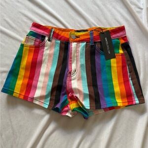 Dolls Kill LGBTQ+A Colorful Pride Striped Women's Shorts